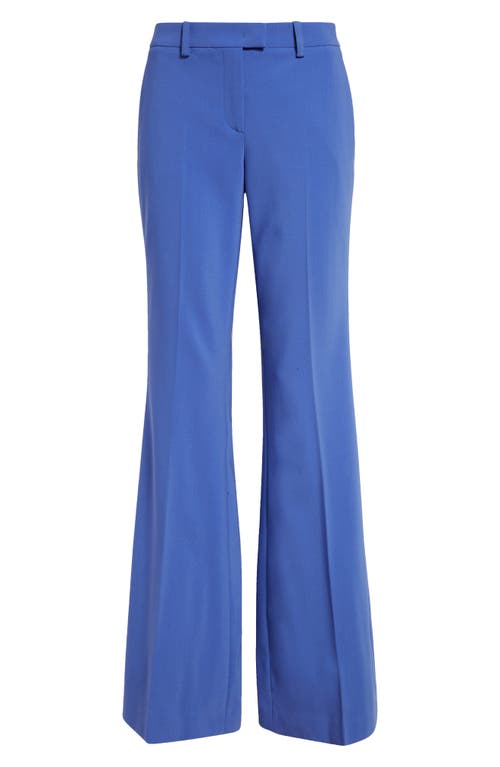 Shop Michael Kors Collection Haylee Stretch Virgin Wool Blend Flare Leg Pants In Azure