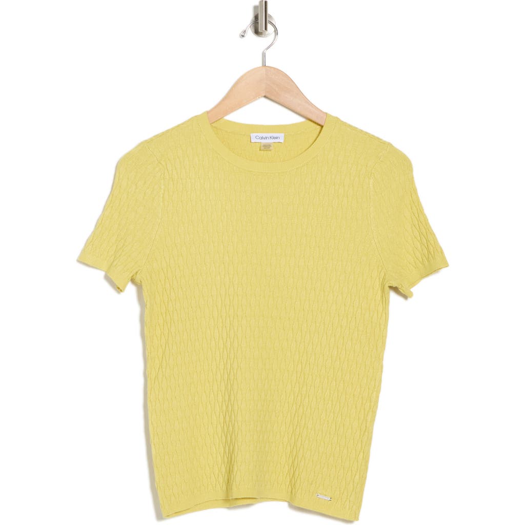 Shop Calvin Klein Textured Short Sleeve Sweater In Pear