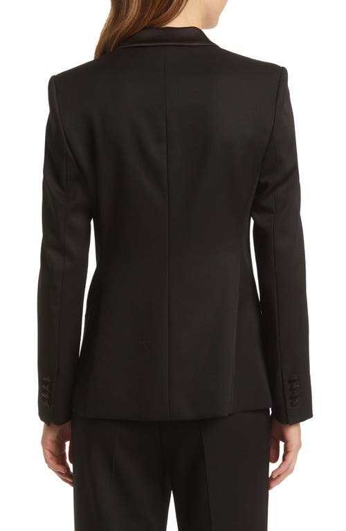 Shop Hugo Boss Boss Jaxtiny Virgin Wool Tuxedo Blazer In Black