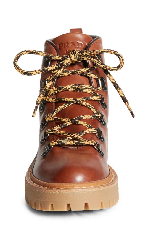 Shop Prada St. Moritz Hiking Boot In Cognac