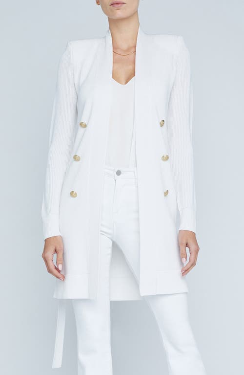L Agence L'agence Noe Metallic Double Breasted Rib Cardigan In White