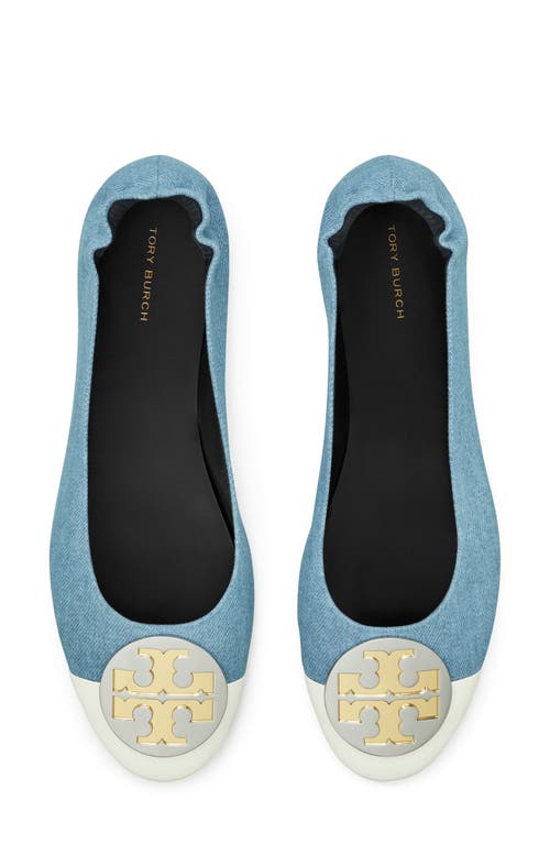 Shop Tory Burch Claire Ballet Flat In Light Denim/blanc