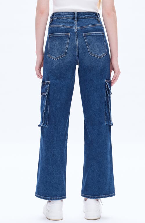 Bayeas High Waist Wide Leg Cargo Jeans In Indigo Rock