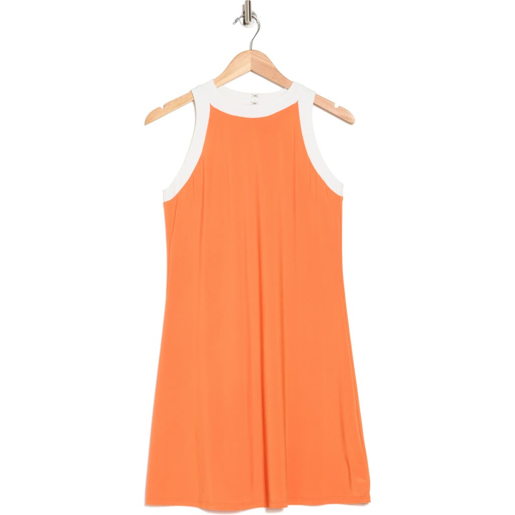 Tash And Sophie Contrast Trim Jersey Dress In Orange