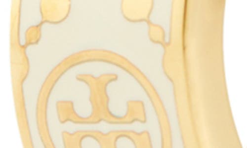 Shop Tory Burch T-monogram Hoop Earrings In Tory Gold/new Ivory