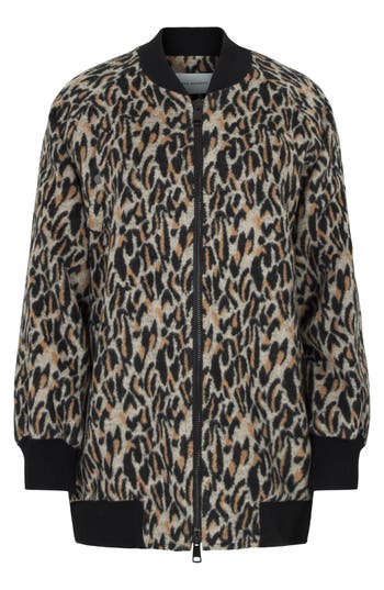 Rebecca Minkoff Leopard Print Bomber Jacket In Leopard