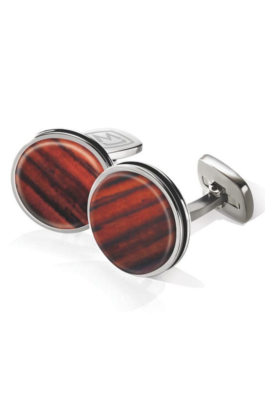 Shop M Clip Cocobolo Cuff Links In Stainless Steel/ Cocobolo