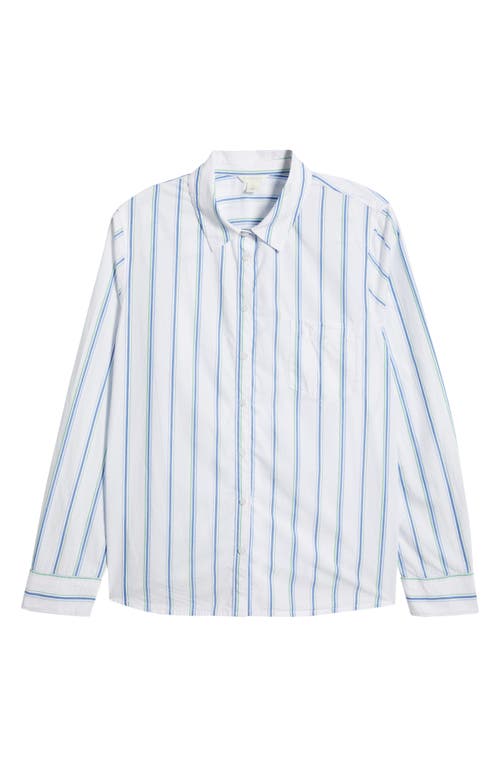 Shop Caslonr Caslon(r) Stripe Cotton Poplin Button-up Shirt In White- Blue Marmara Leigh Ann