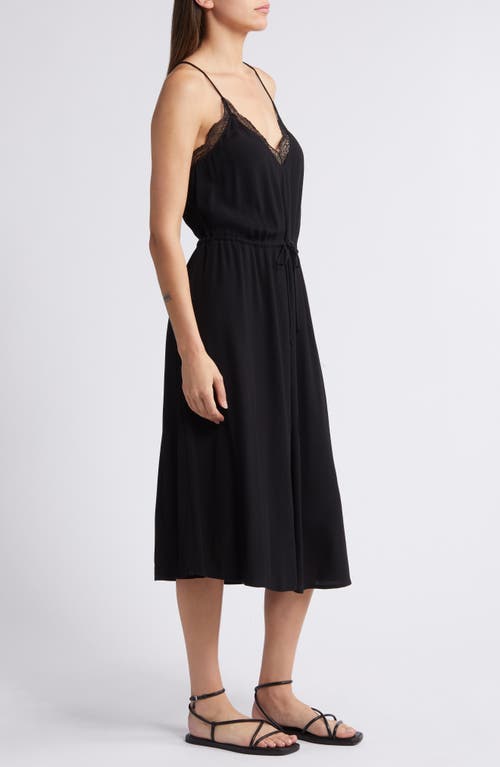 Shop Treasure & Bond Lace Trim Drawstring Waist Slipdress In Black