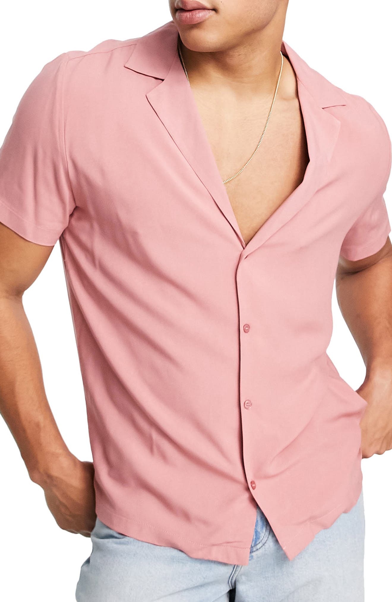 Topman Deep Neckline Camp Shirt | Nordstrom
