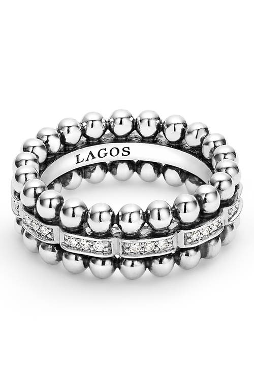 Lagos Caviar Spark Diamond Band Ring In Silver/diamond
