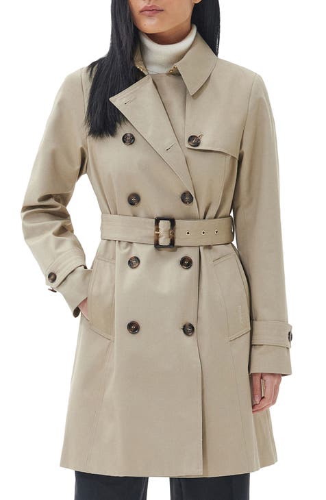 Beige Double Breasted Belt Mid-long Trench Coat Jacket Outerwear