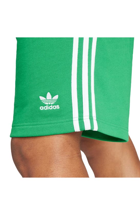 Shop Adidas Originals Adicolor 3-stripes Cotton French Terry Shorts In Green
