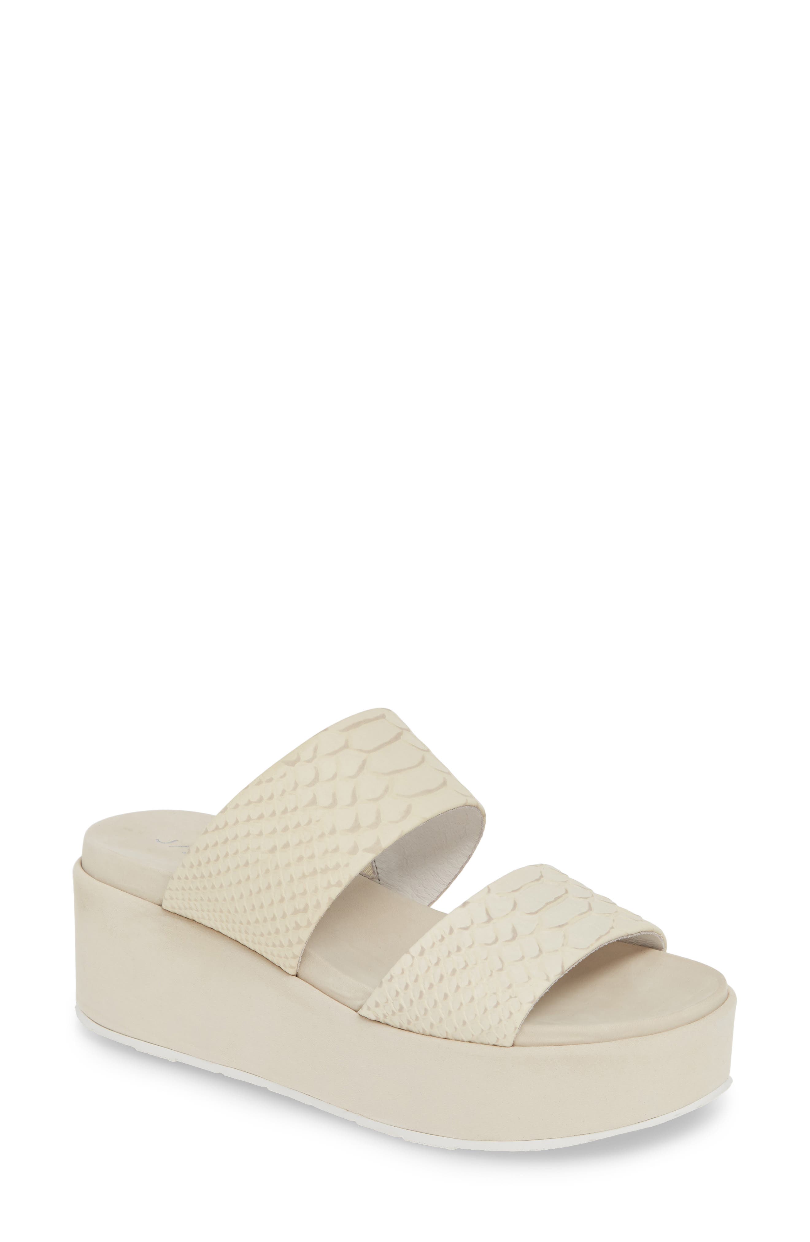 Jslides Quincy Wedge Platform Sandal- White