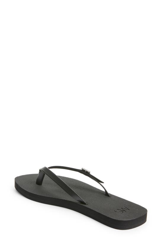 Stuart Weitzman Sw Crystal Thong Sandal In Black
