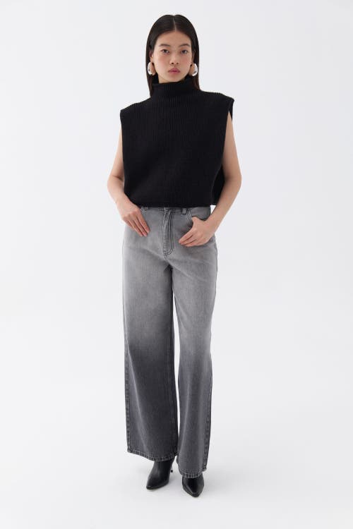 Shop Nocturne Ribbed Turtleneck Knit Sweater In Black