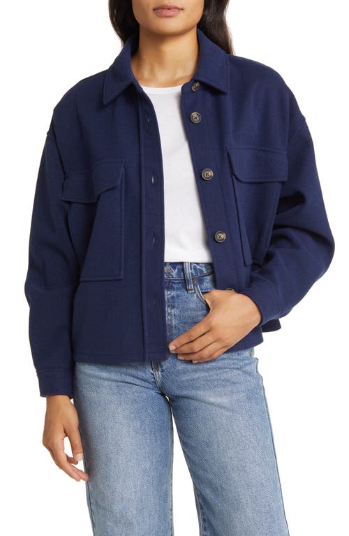 beachlunchlounge Double Face Crop Jacket in Navy Peacoat at Nordstrom, Size Large