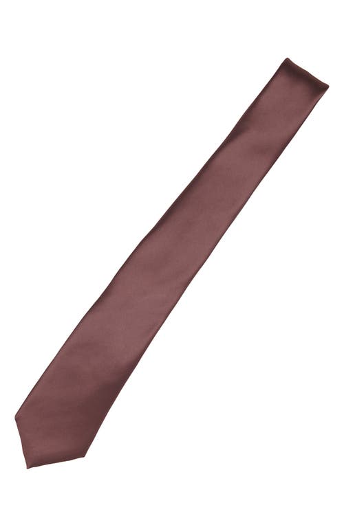 Shop Brooklyn Brigade Solid Satin X-long Tie In Dark Mauve