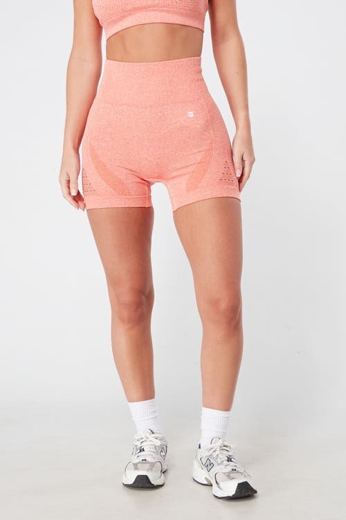 Twill Active Recycled Seamless Marl Laser Cut Shorts In Coral