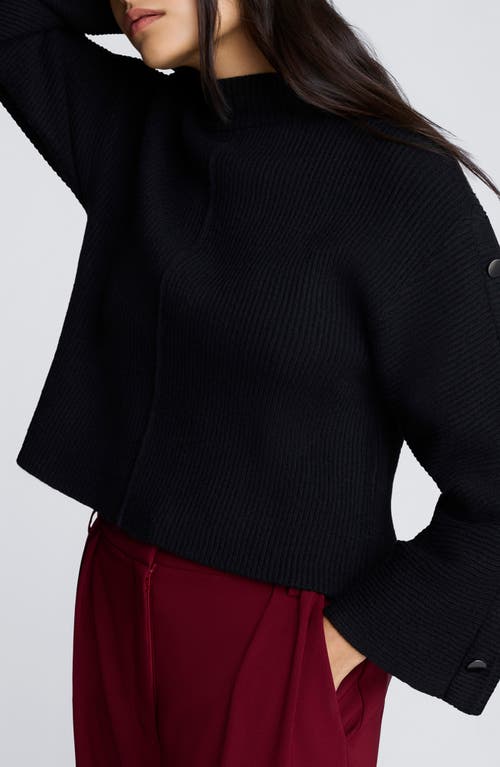 Kenneth Cole Rib Mock Neck Pullover In Black