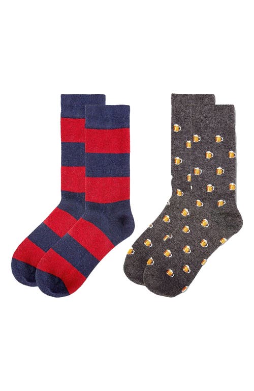 Shop Memoi Assorted 2-pack Crew Socks In Blue