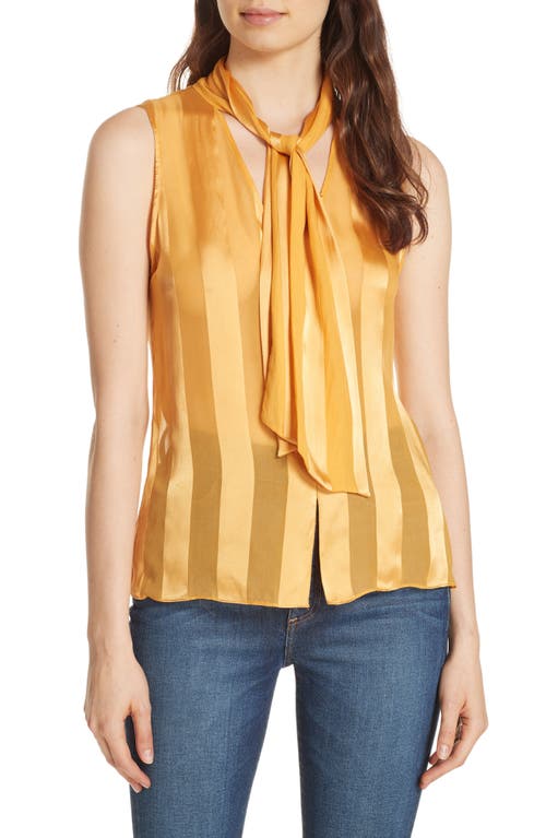 Alice + Olivia Gwenda Shadow Stripe Tie Neck Blouse in Two Tone Stripe Honey