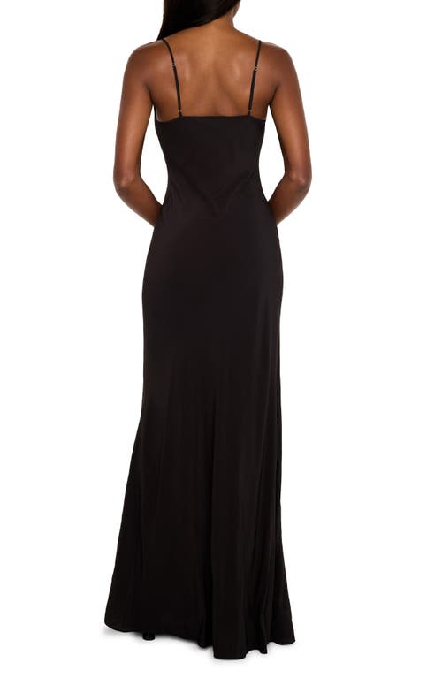 Shop Good American Cowl Neck Bias Cut Maxi Dress In Black001