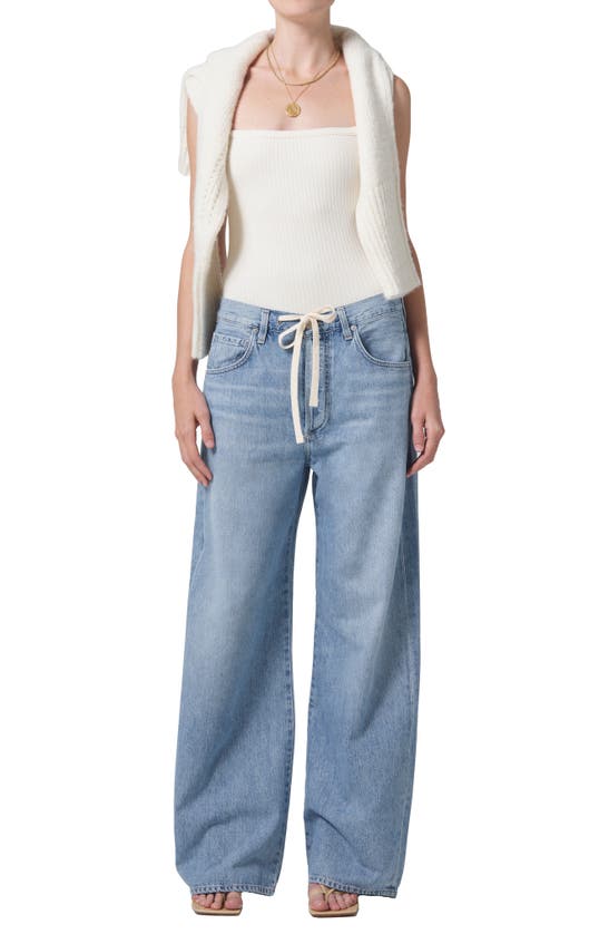 Shop Citizens Of Humanity Brynn Wide Leg Organic Cotton Trouser Jeans In Blue Lace