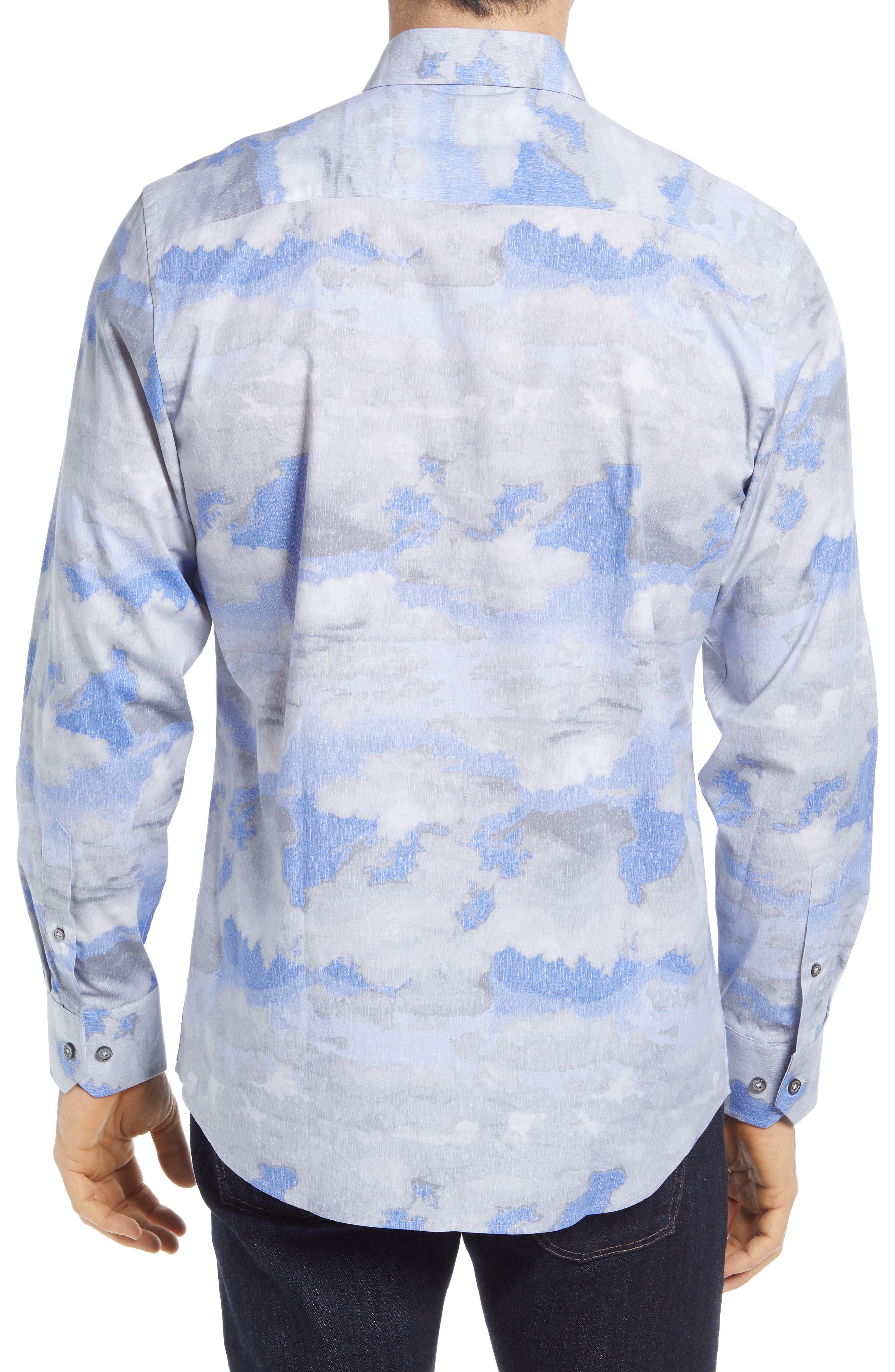 Bugatchi Shaped Fit Watercolor Sky 