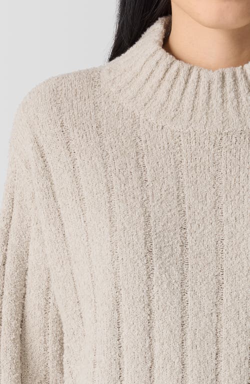 Shop Eileen Fisher Mock Neck Ribbed Sweater In Chalk