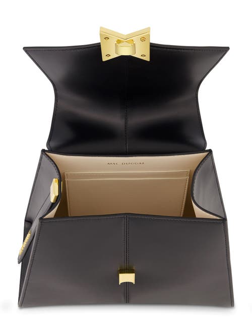 Mac Duggal Gold Plated Hardware Angular Leather Handbag In Black