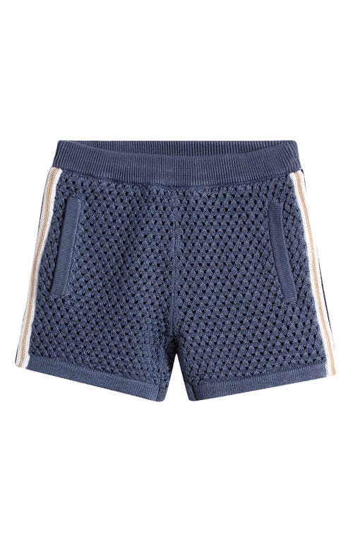 Reiss Kids' Creek Jr. Open Stitch Knit Shorts In Airforce Blue