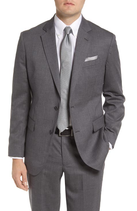 Grey Wool Blazer with Light Blue Long Sleeve Shirt Outfits For Men