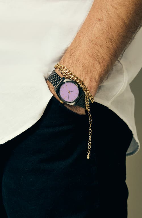 Shop Nixon The Medium Time Teller Bracelet Watch, 31mm In Gunmetal/lavender/gold