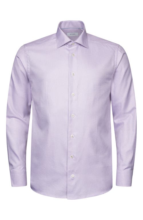 Eton Slim Fit Textured Organic Cotton Dress Shirt Medium Pink at Nordstrom,