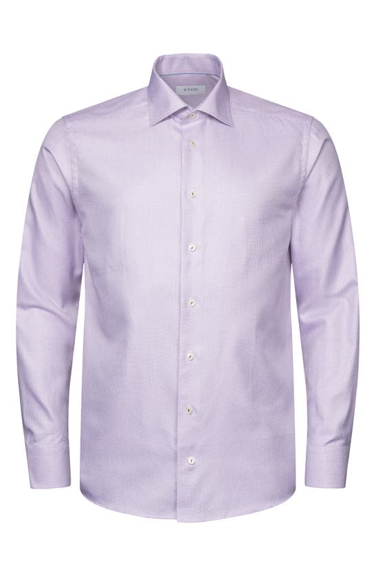 Eton Slim Fit Textured Organic Cotton Dress Shirt In Medium Pink