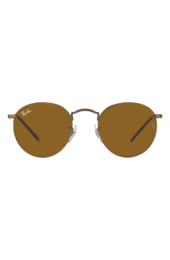 Ray Ban Icons 53mm Retro Sunglasses In Antique Gold/ Brown