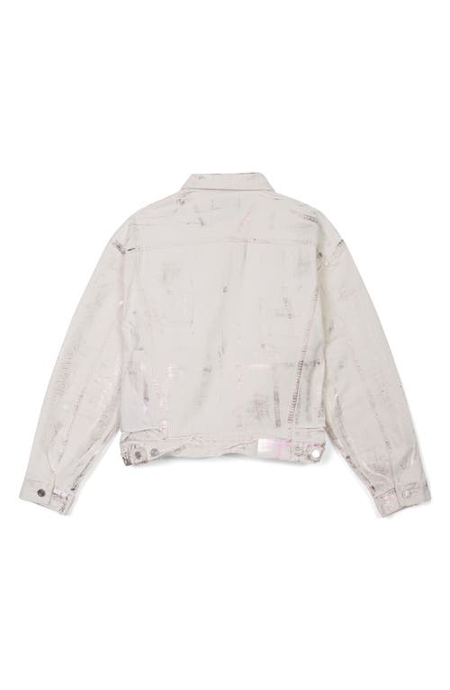 Purple Brand White X-ray Iridescent Bomber Jacket In Wave Foil