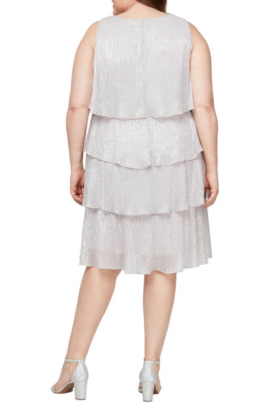 Sl Fashions Tiered Ruffle Dress With Jacket In Pearl