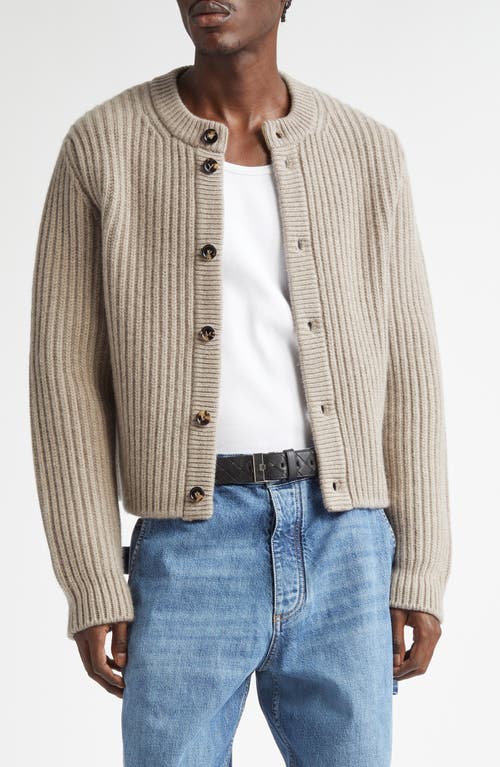 Bottega Veneta Rib Wool & Cashmere Cardigan 9700 Sand Melange at Nordstrom,