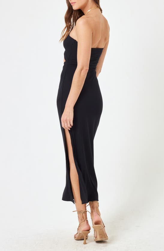 Shop L*space Lspace Kierra Cutout Strapless Rib Cover-up Dress In Black