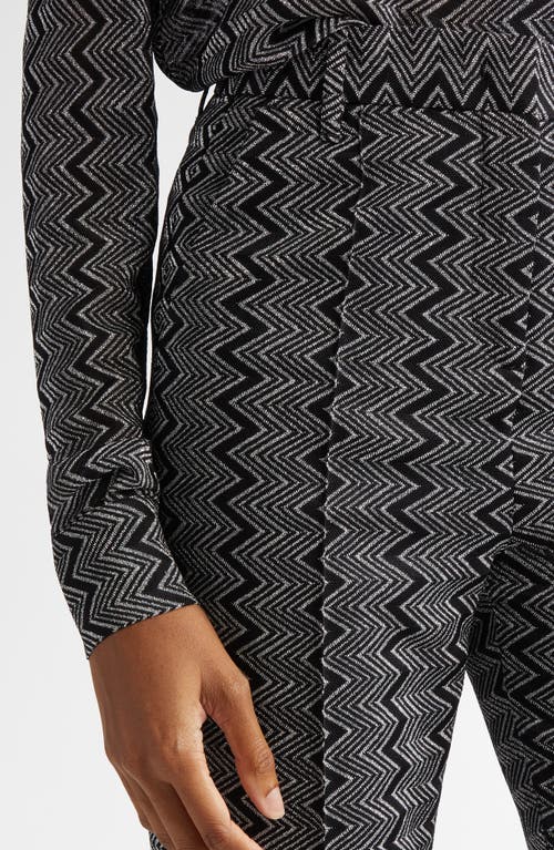 Shop Missoni Metallic Zigzag Crop Flare Pants In Black And Silver