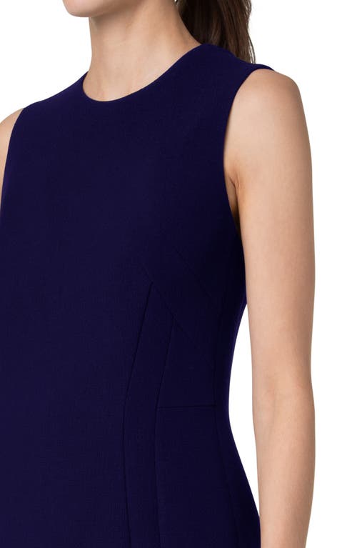 Shop Akris Sleeveless Double Face Wool Crepe Sheath Dress In Dark Purple