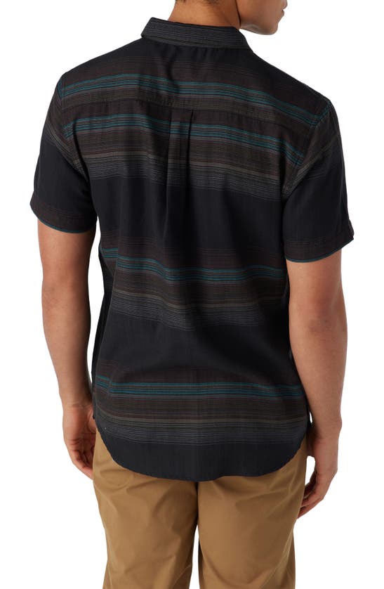 Shop O'neill Seafaring Stripes Short Sleeve Button-up Shirt In Black