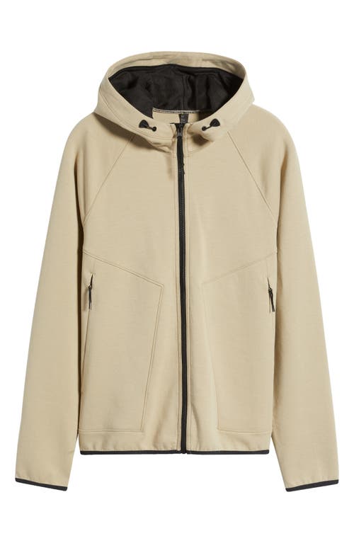 Shop Zella Powertek Full Zip Hoodie In Tan Aluminum