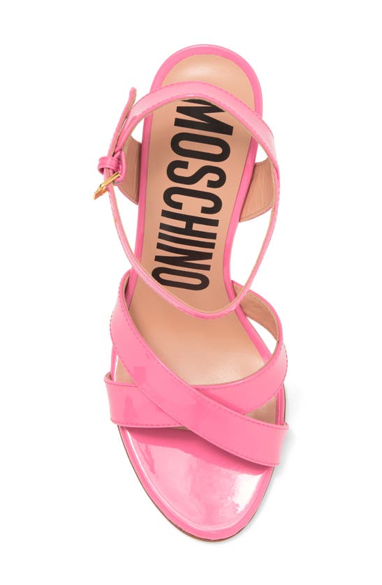 Shop Moschino Patent Faux Leather Sandal In Pink