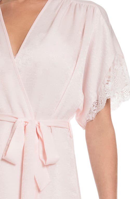 In Bloom By Jonquil Odette Lace Trim Satin Wrap In Delicate Peach