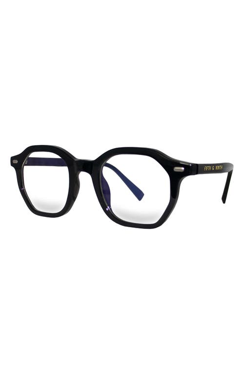 Fifth & Ninth Cameron 48mm Round Blue Light Blocking Glasses In Black/clear
