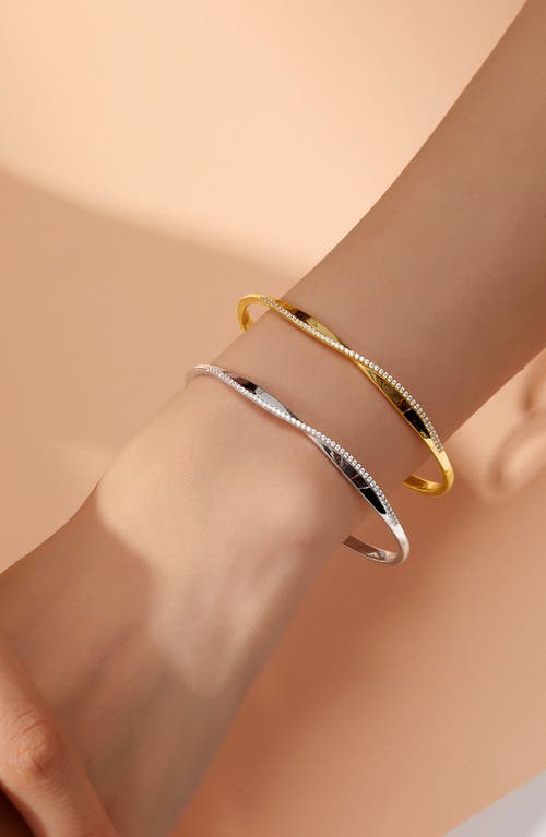 Lafonn Pavé Simulated Diamond Twisted Bangle Bracelet In White/gold