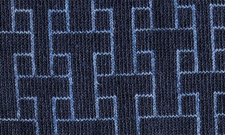 Shop Ted Baker Sokksix Geo Pattern Organic Cotton Blend Dress Socks In Blue
